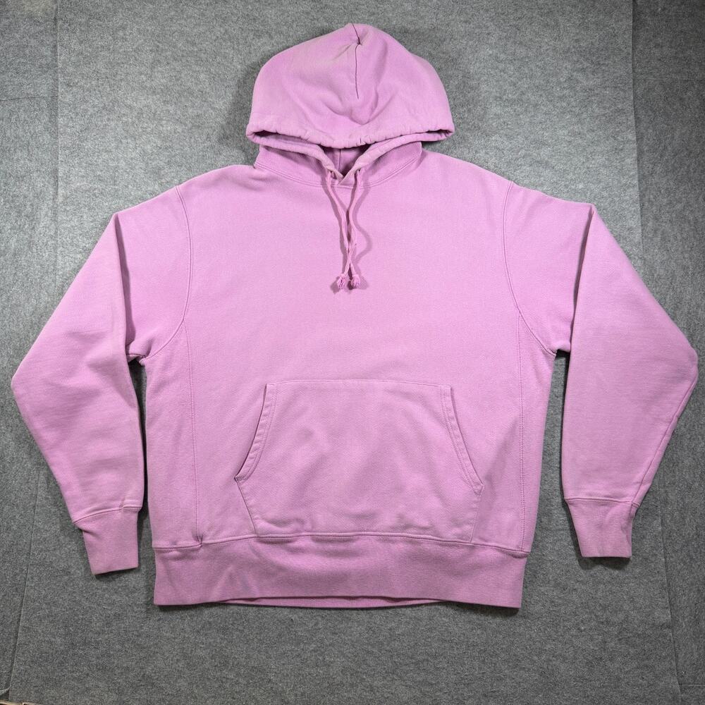 Vintage Champion Reverse Weave Hoodie Unisex Large Pink Fleece Heavyweight Loose